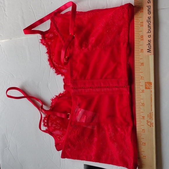 INC International Concepts Sz M Longline Underwire Bra Lace Bustier Red - Picture 5 of 8